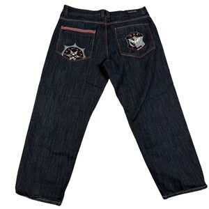 Vintage Y2K Knockout Jeans Mens 42x32 Dark Baggy Fit Skater Grunge Denim